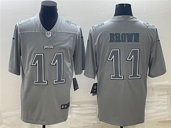 Men's Philadelphia Eagles #11 A.J. Brown Gray Atmosphere Fashion Stitched Jersey